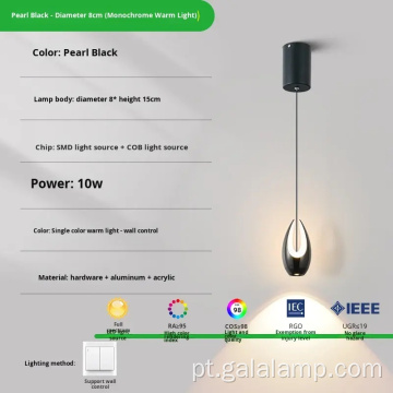 Luz pendente minimalista italiana em forma de lágrima